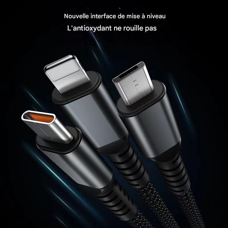 Câble de Charge 3-en-1 Ultra-Rapide et Lumineux