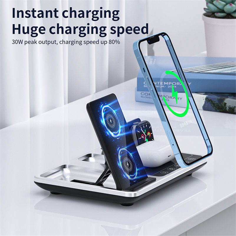 Chargeur Sans Fil 4-en-1  Simplifiez et Accélérez Votre Charge