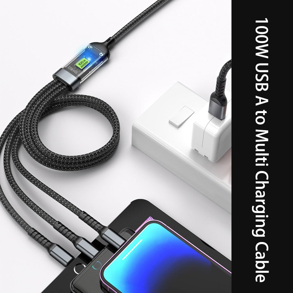 Câble de Charge 3-en-1 Ultra-Rapide et Lumineux